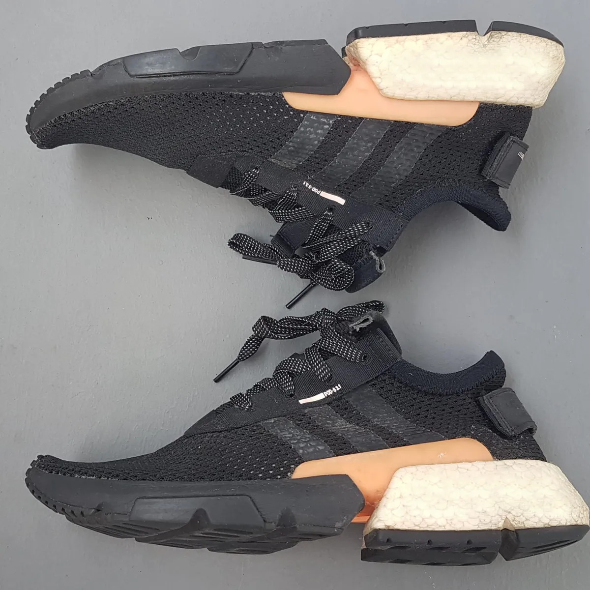 Adidas Originals POD-S3.1 Sneakers, Core Black Ultra Boost, Distinctive Orange Accent, US 9, UK 8.5, FR 42⅔, JP 270, Cosmopolitan, Pop Culture, Cult Street Fashion, Urban Style, Active Lifestyle, Timeless Appeal, Streetwise, Roadster, Everyday Shoes