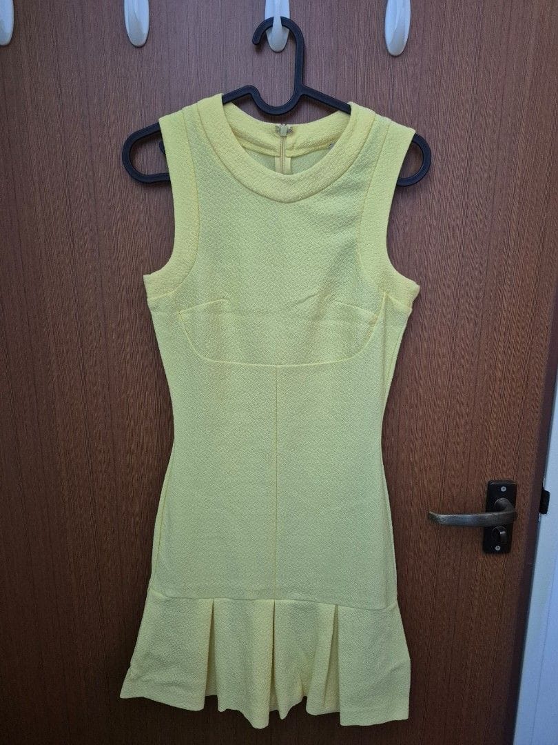 ASOS Yellow Textured Top with Pleated Hem