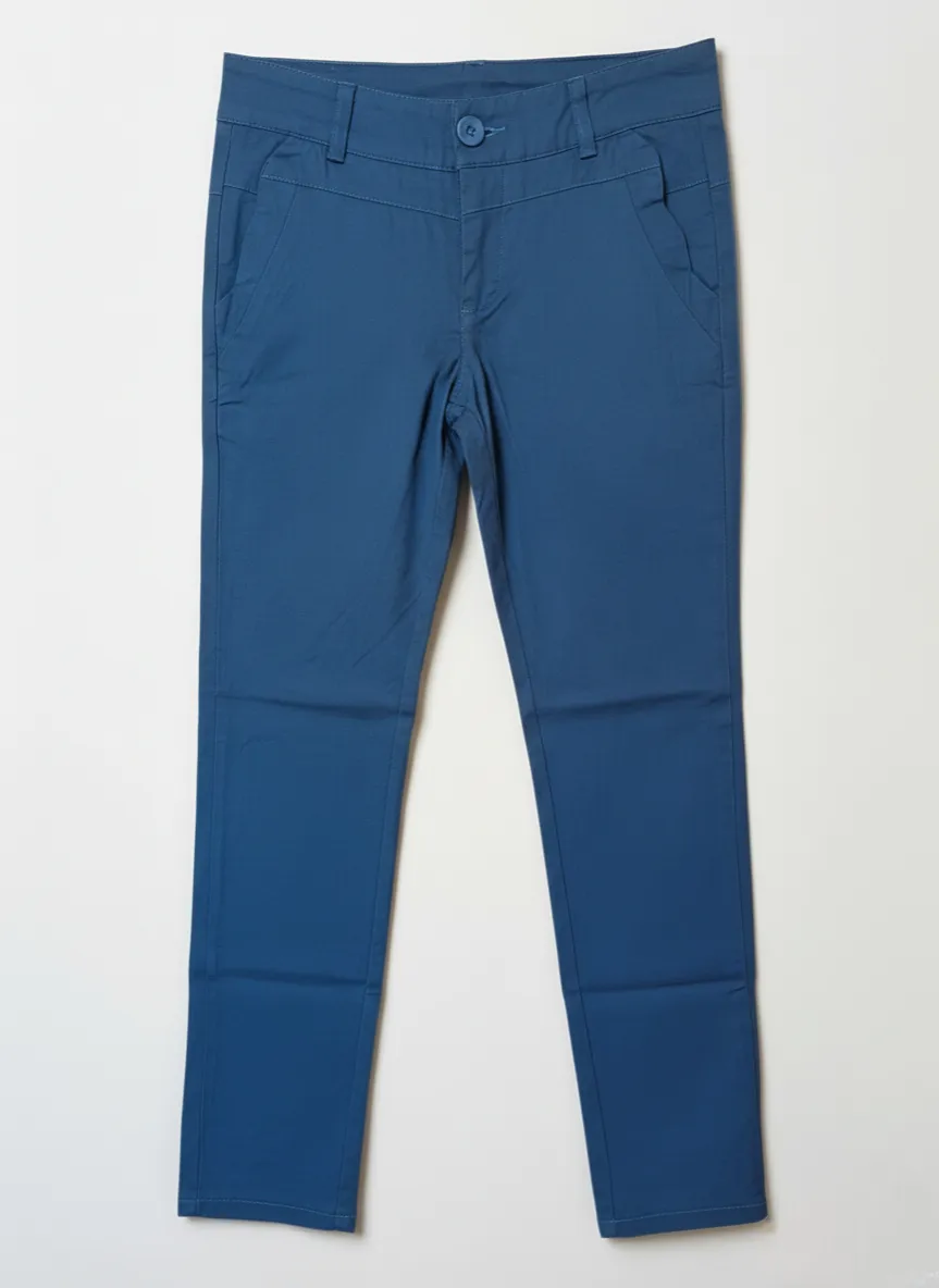 Double Index Double Index Women Teal Straight Cut Slim Fit Casual Office Work Wear Long Pants Bottom