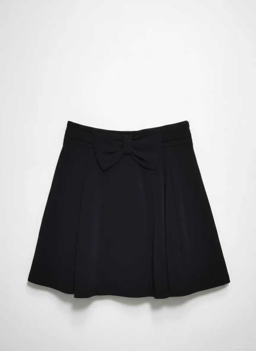 H&M H&M Women Front Ribbon Bow Back Zip Flare Skirt