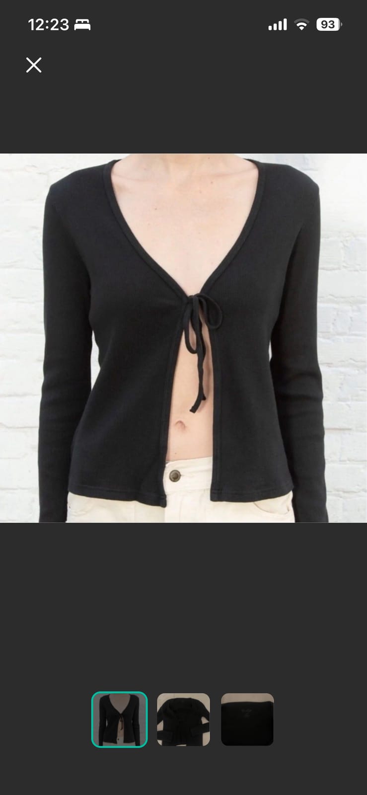 Brandy Melville Greta Black Tie-Front Cardigan (BNWT!)