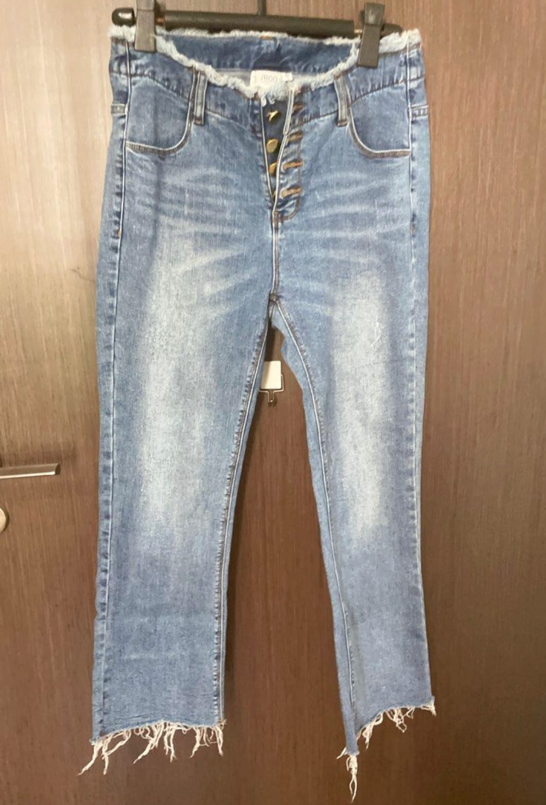 Trendy Distressed Iroo Hem Denim Jeans 
