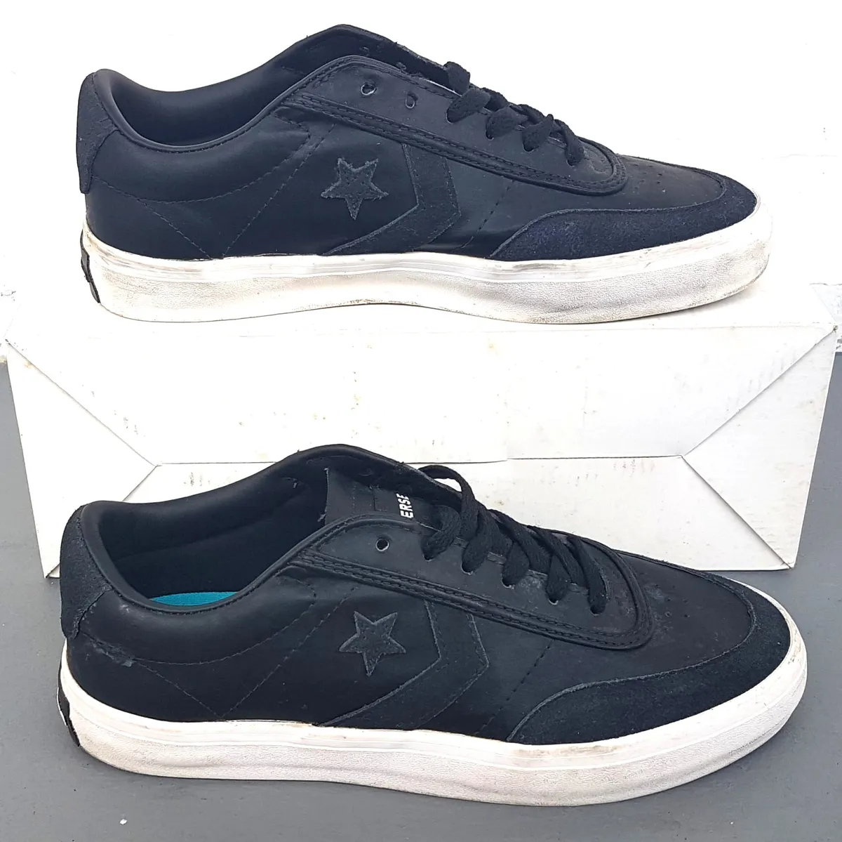 CONVERSE Converse Courtlandt Leather Suede Sneakers, US 7, UK 6, EUR 40, CM 25, Cool Black & White Shoes, Cosmopolitan, Iconic Star Chevron Logo, Classic Low-Profile Silhouette, Sophistication, Streetwise, Pop Culture, Hip Hop, Rock Star, Cult Street Fashion - Photo 9
