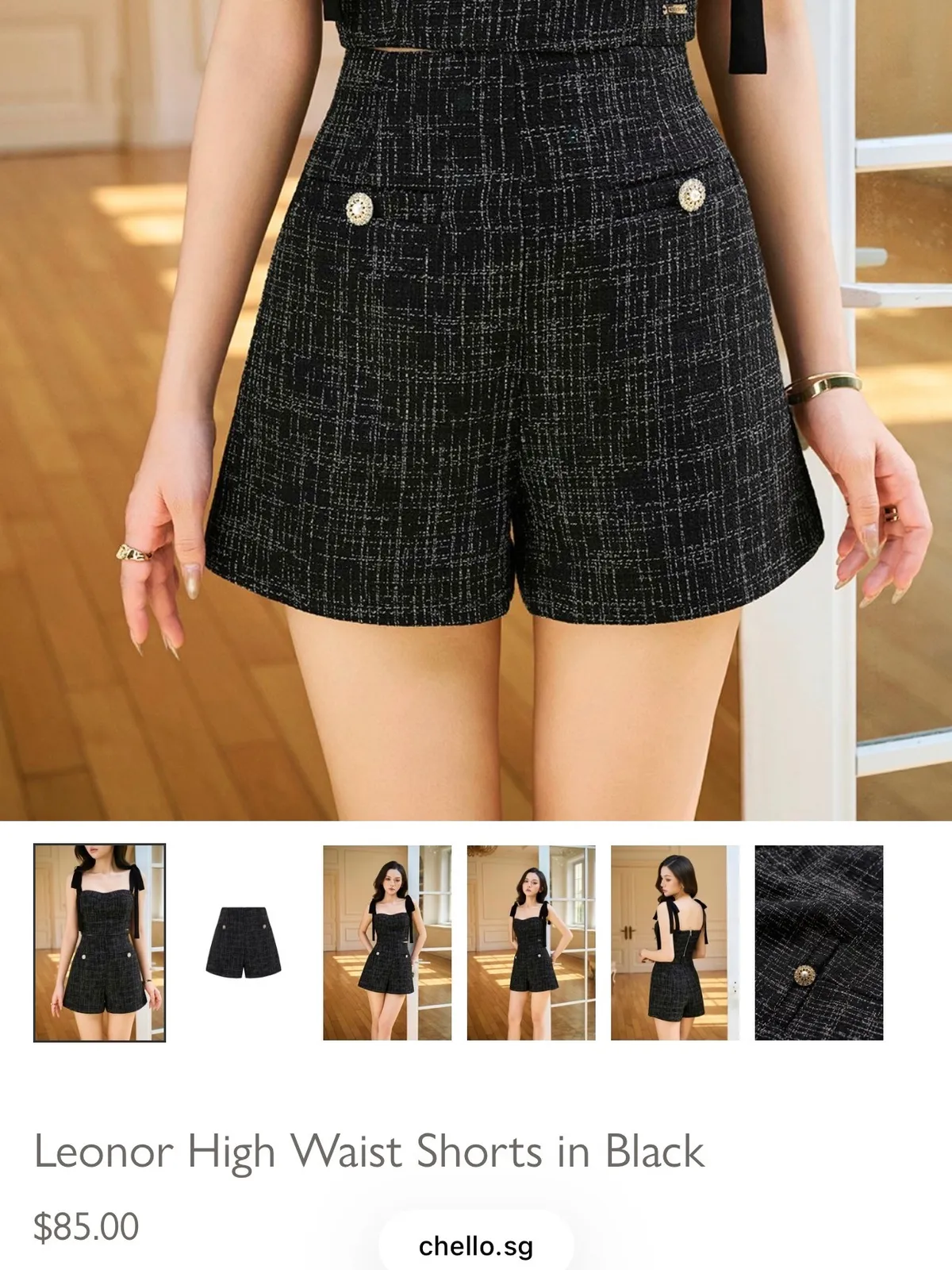 Chello CHELLO Leonor High Waist Shorts in Black - Photo 3