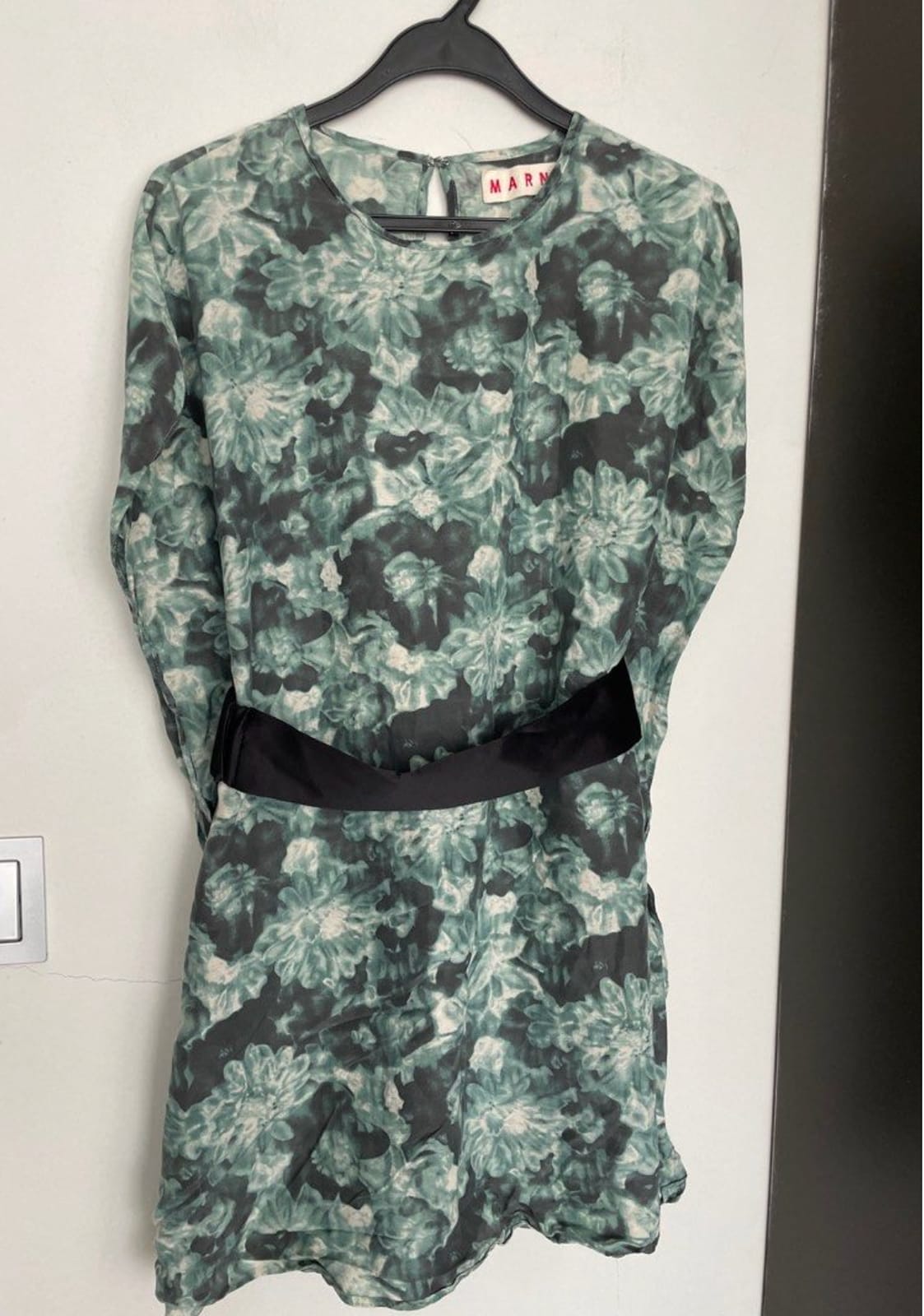 Marni Chic Floral Print Dress with Black Detail - Marni designer long blouse / short dress