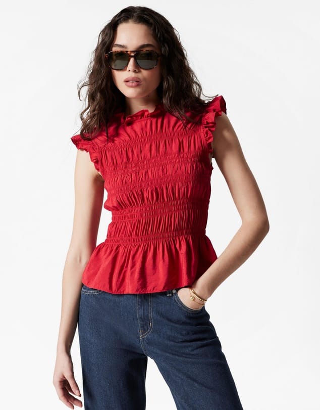 & Other Stories Smocked Frill Top