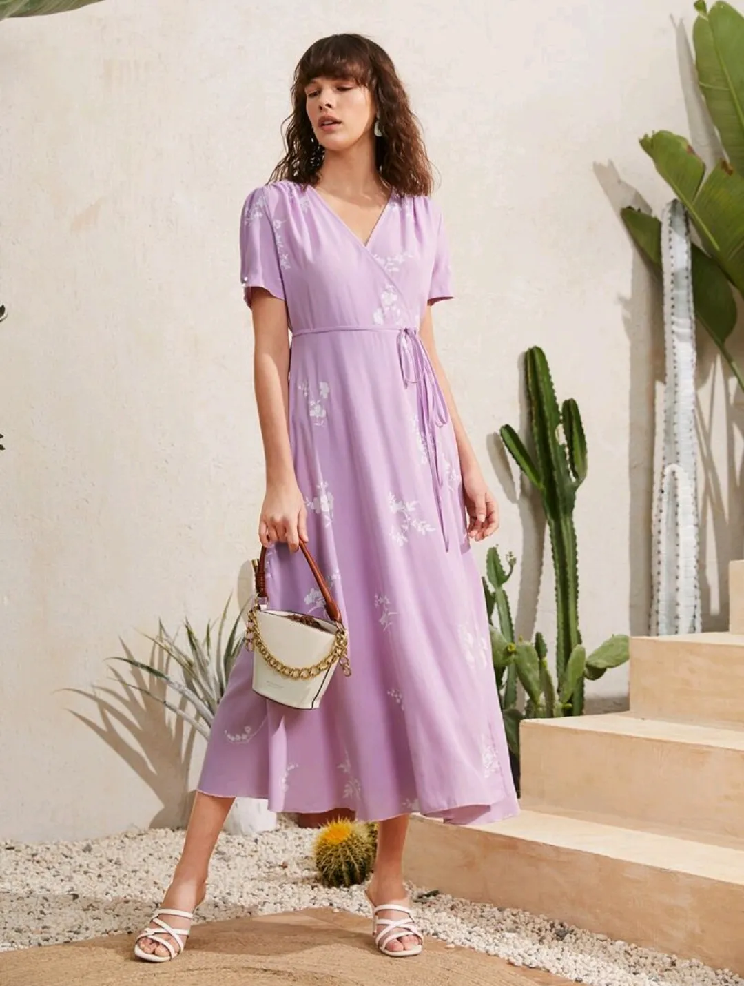 SHEIN  SHEIN Lavender Wrap Dress - Photo 2
