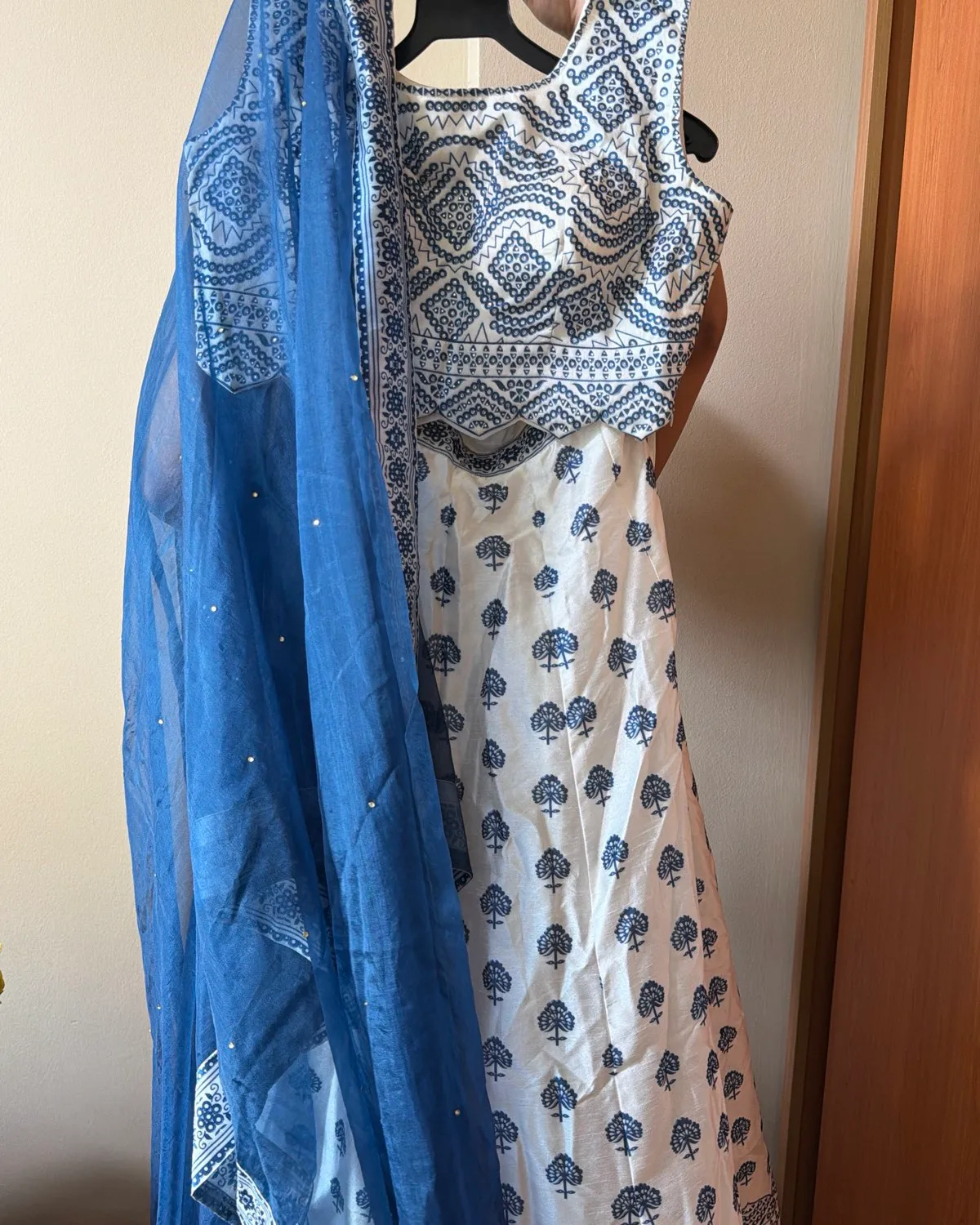 NA Elegant Blue and White Lehenga Set - Photo 2