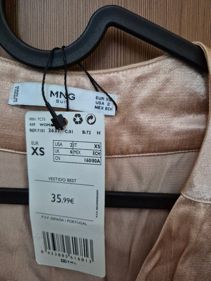 Mango Mango Beige Tie-Waist Dress - XS, Brand New! - Photo 3