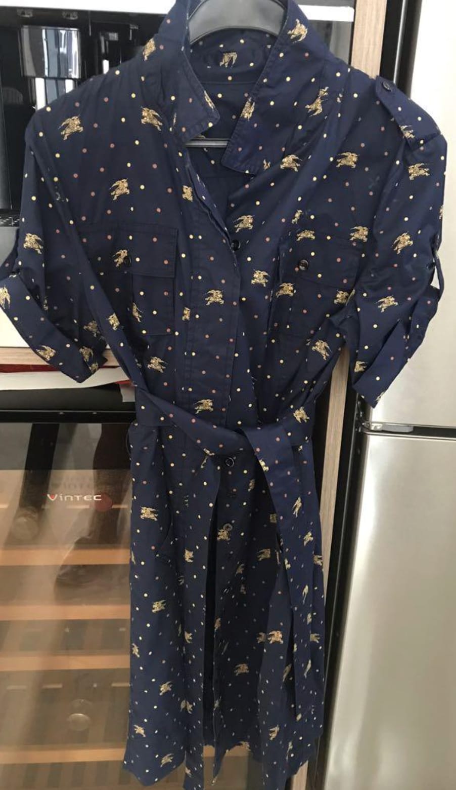 Chic Navy Print Shirt Dress