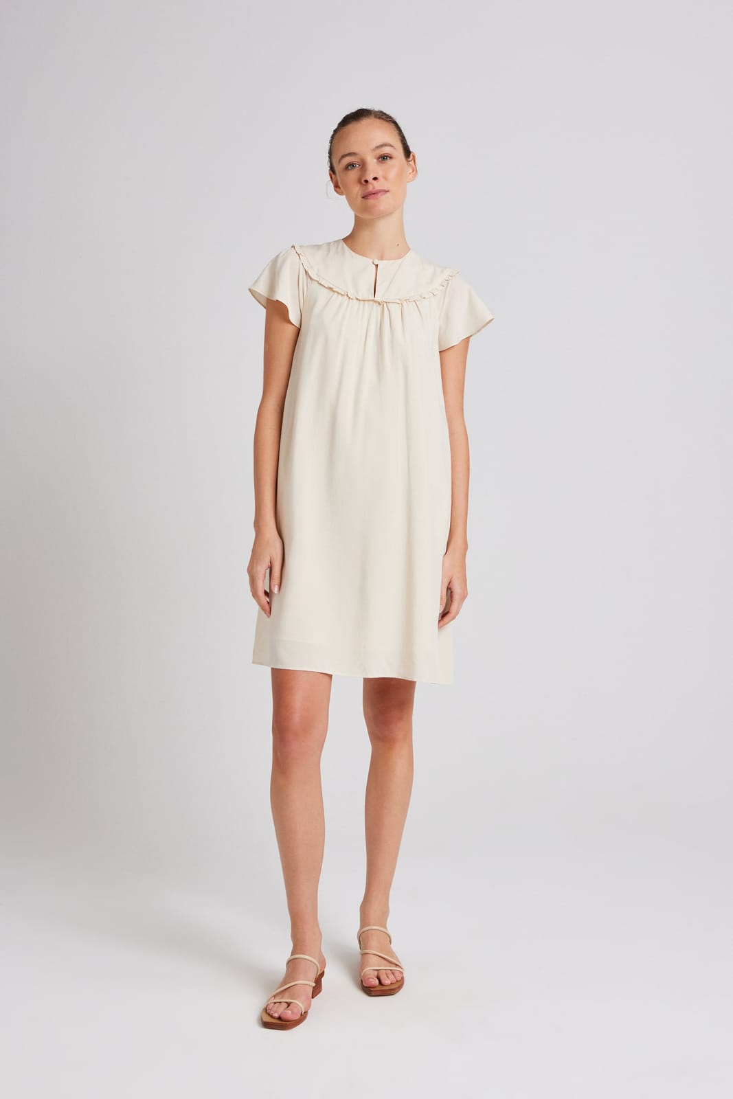 Our Second Nature Ruffle Collar Shift Dress