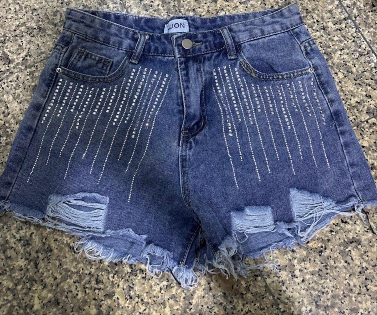 Juon Denim Studded High-Waisted Shorts