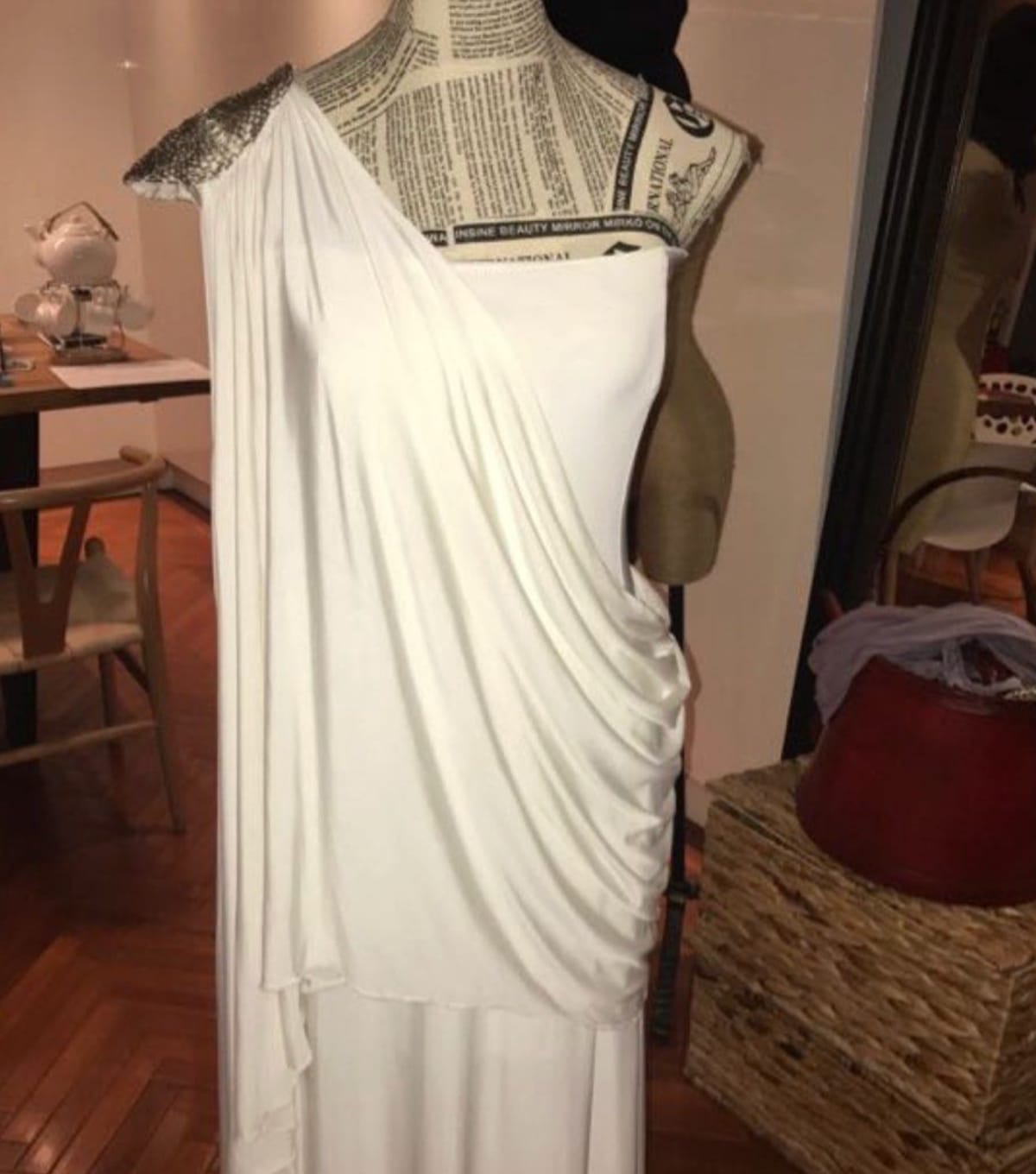 Elegant One-Shoulder White Gown