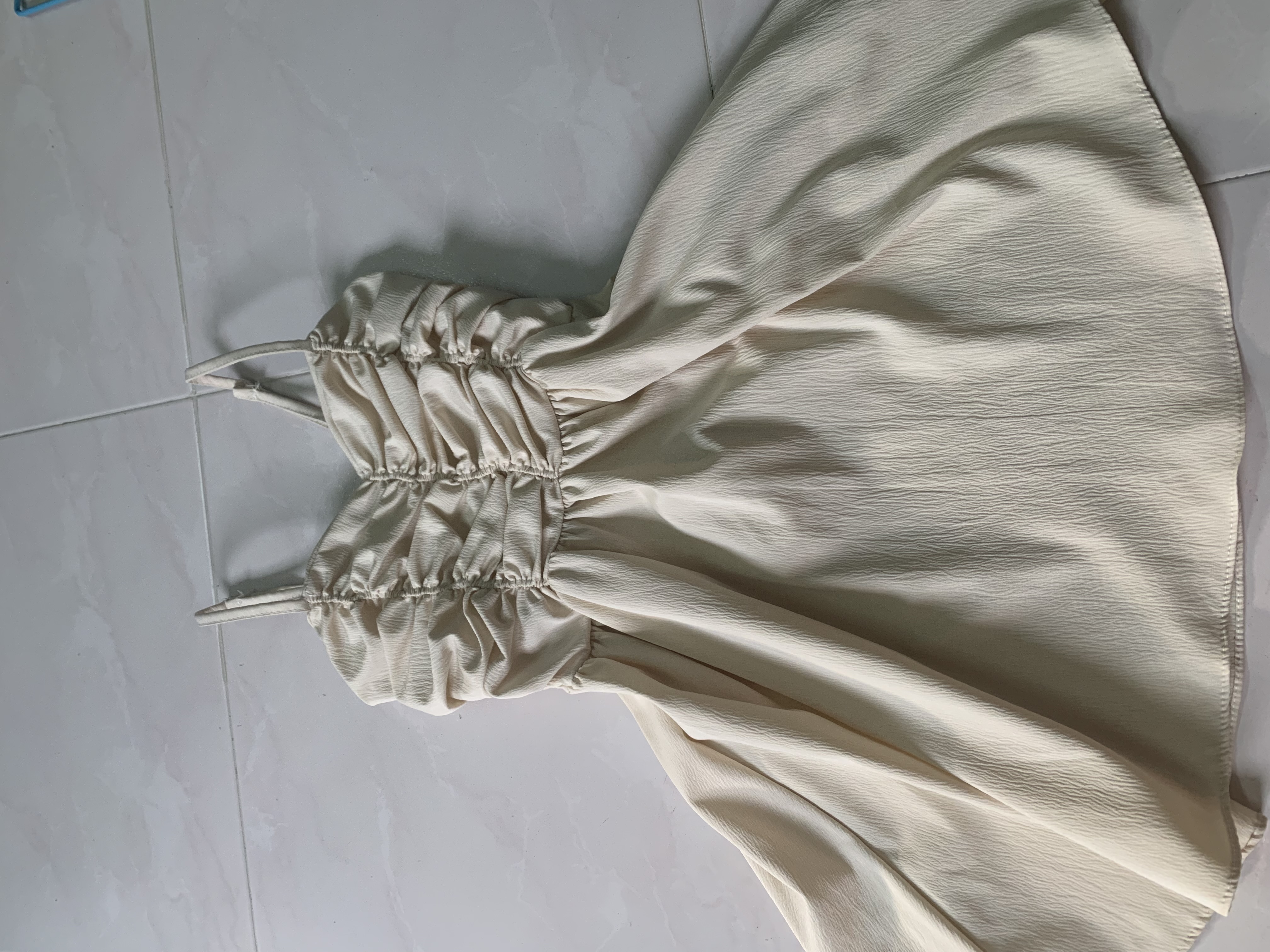 Creamy Ruched Mini Dress