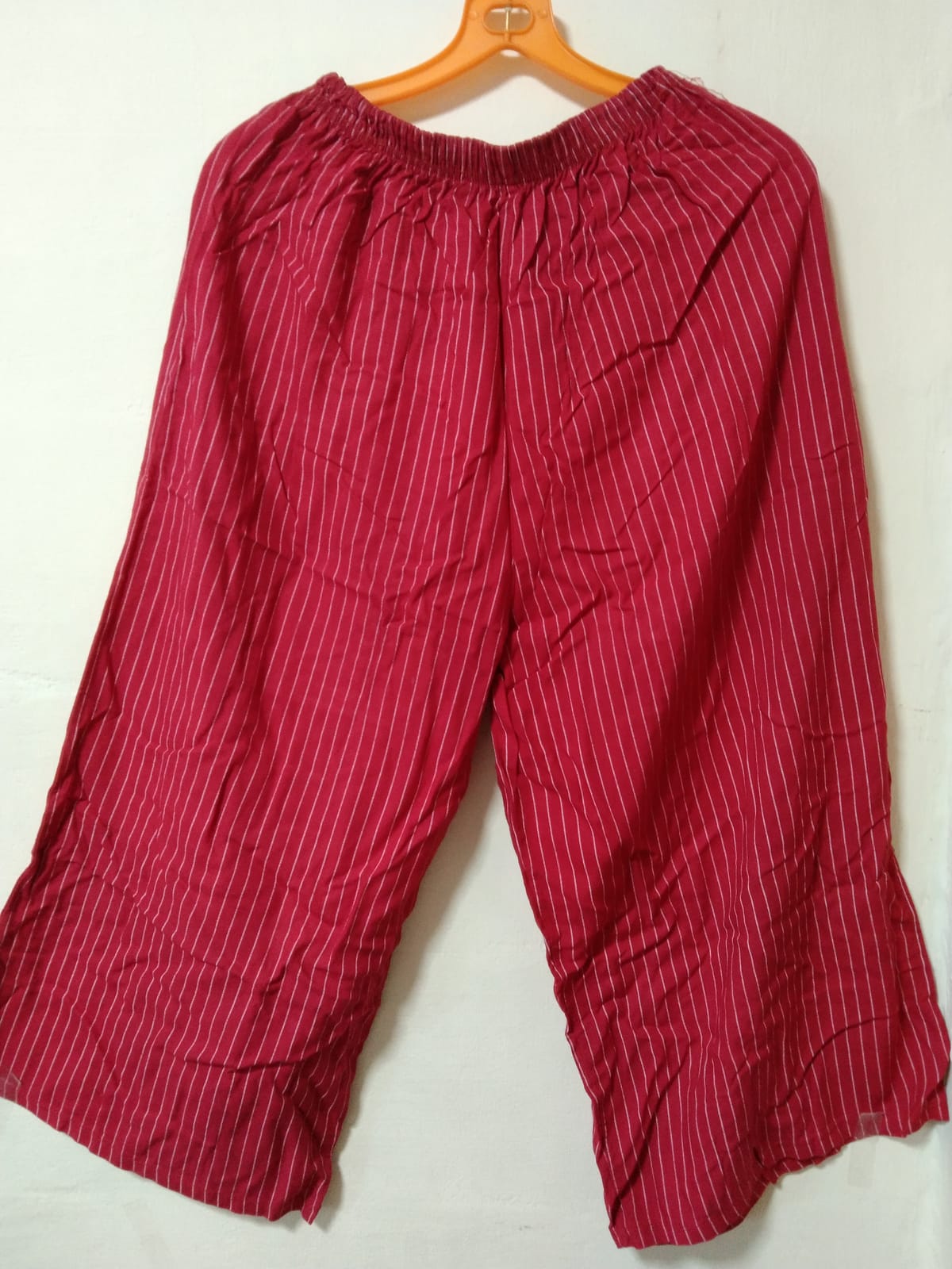 Comfy Striped Red Wide-Leg Pants