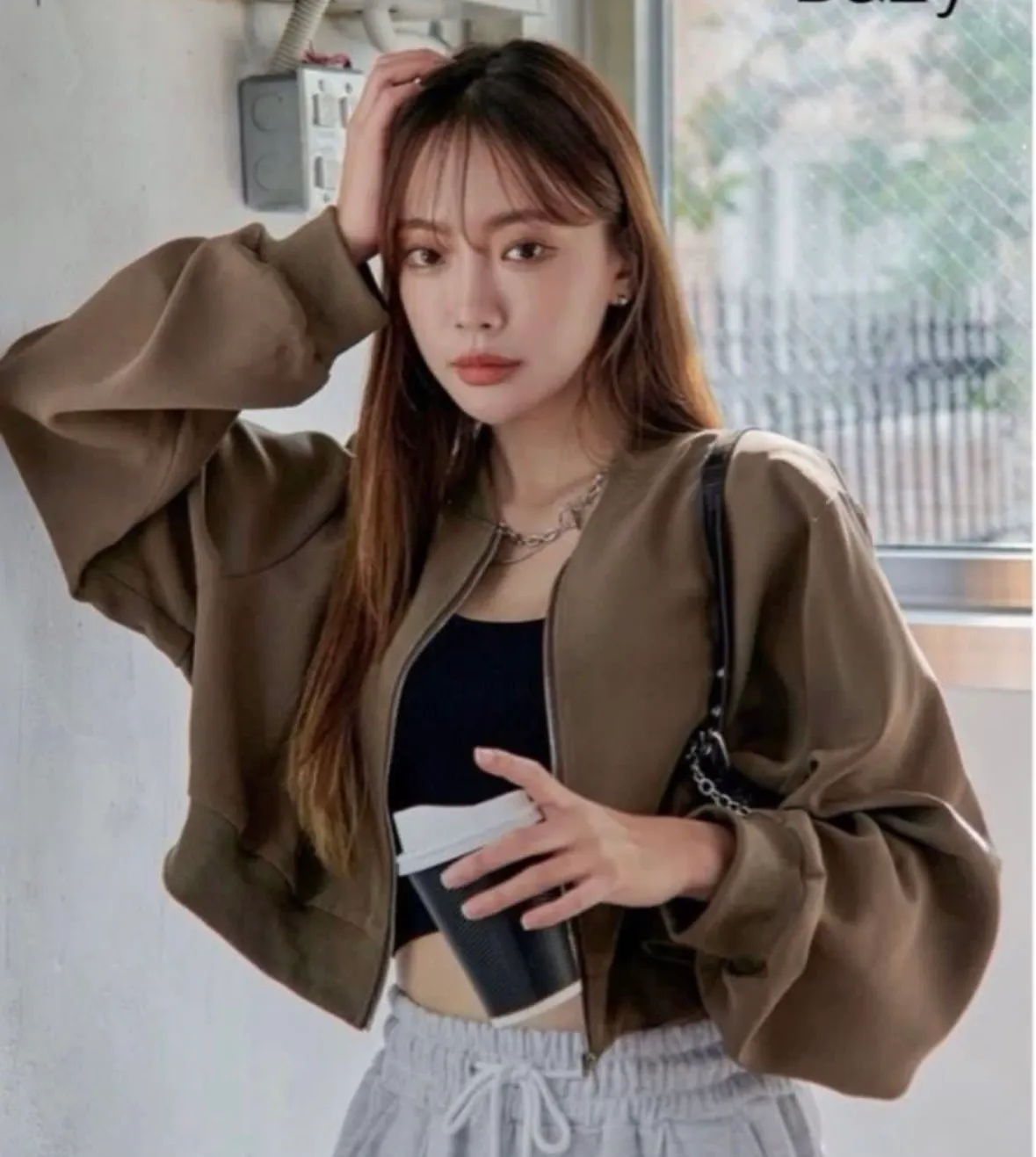 Chic Khaki Crop Jacket