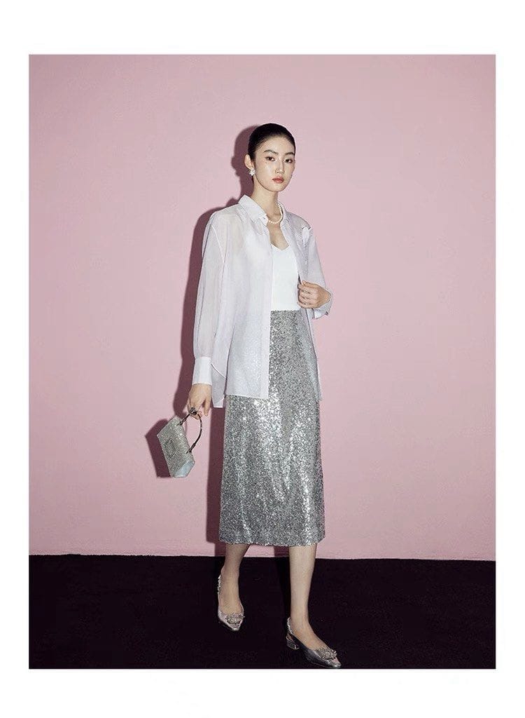 Mandy Zhang Sequined Skirt with High Waist and Hip Covering - Photo 6