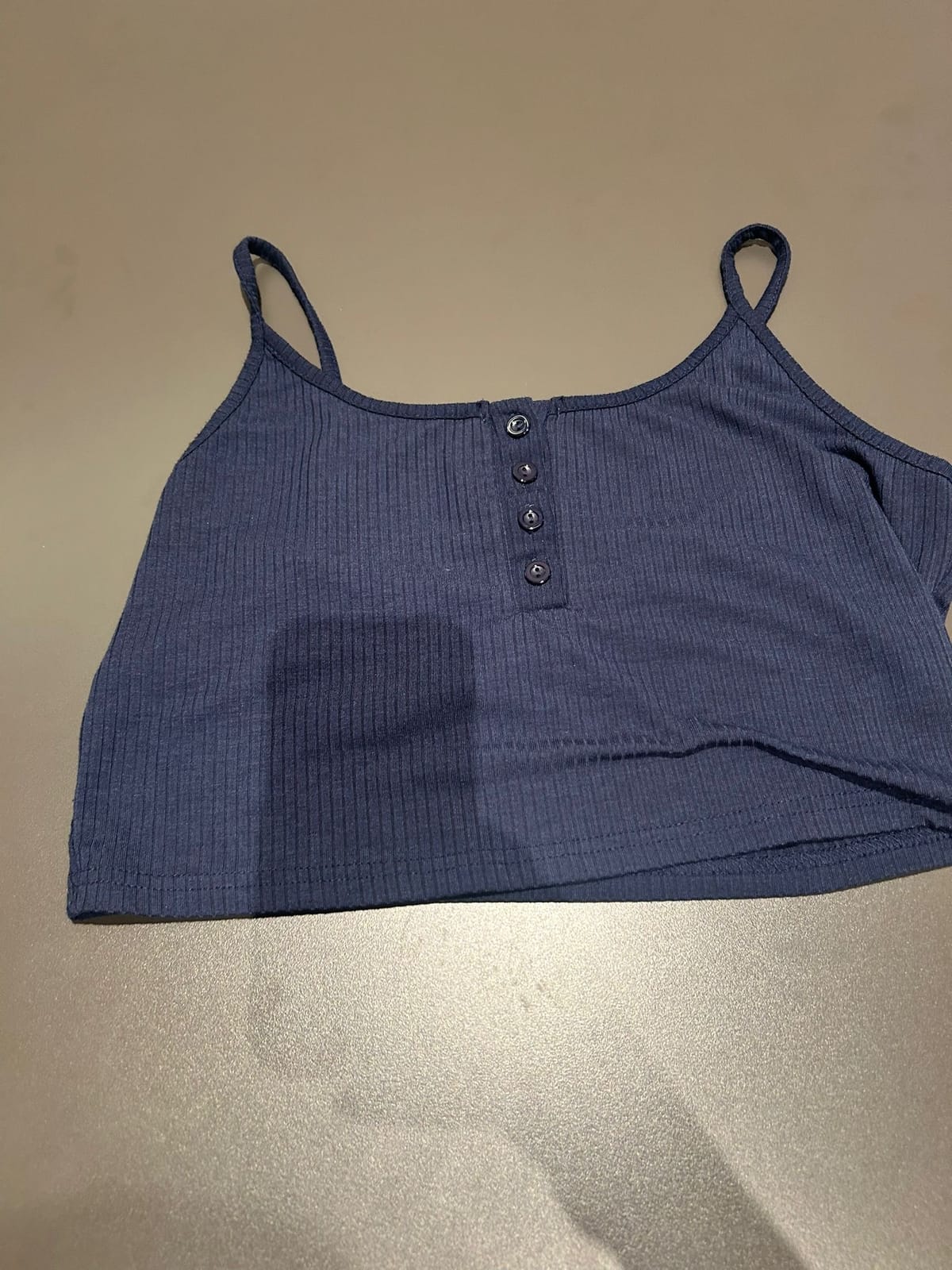 Ribbed Navy Button Crop Top