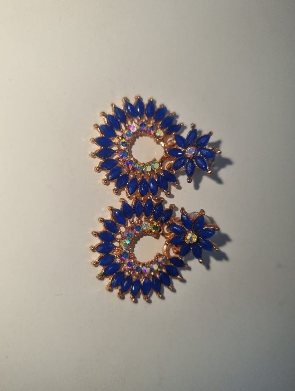 Blue Floral Statement Earrings