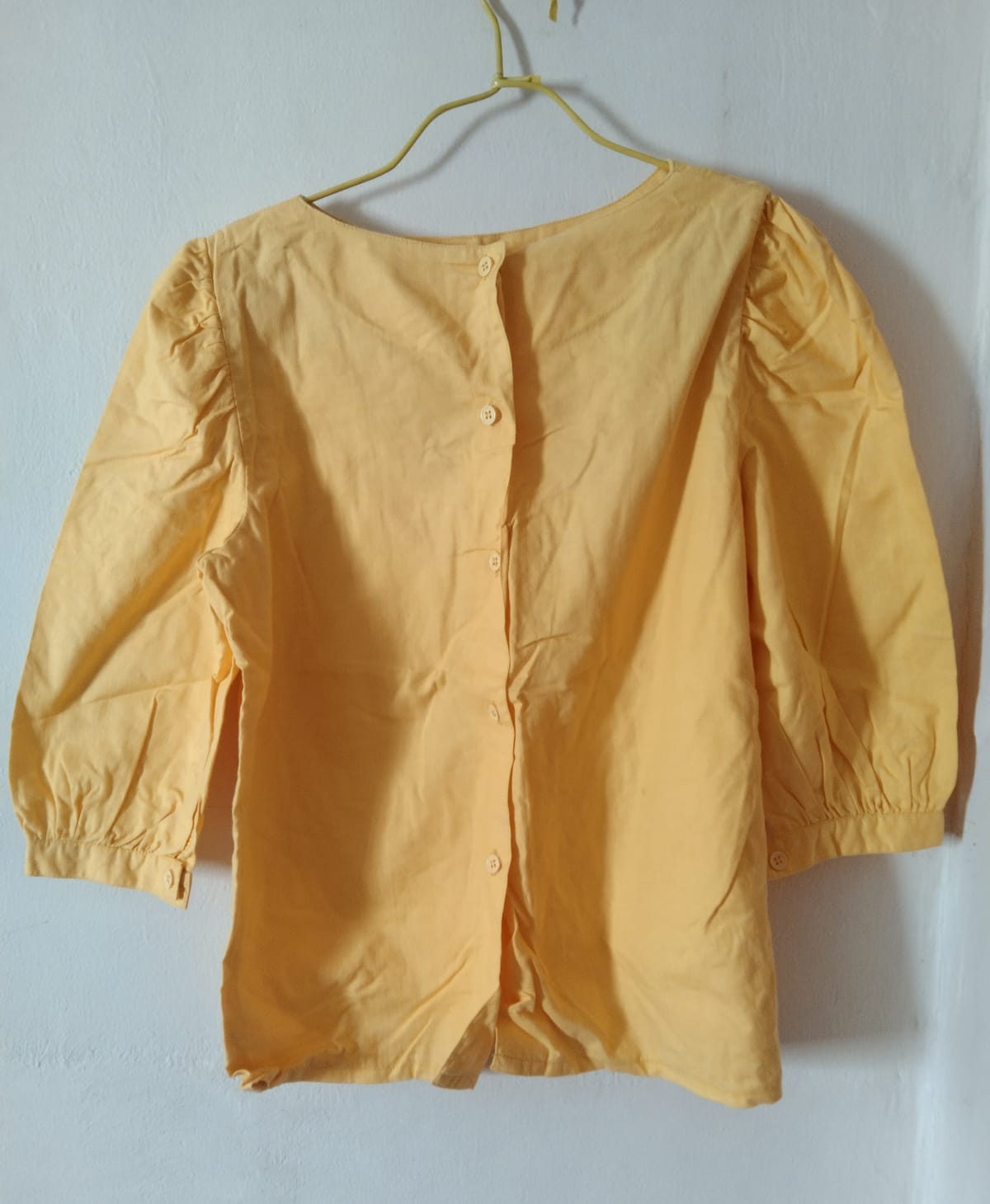Sunny Yellow Button-Back Puff Sleeve Top