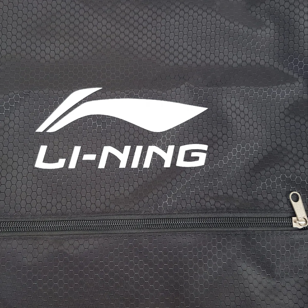 LI-NING Original LI-NING Drawstring Bag, Sporty Black Backpack, Geometric Hexagon Texture Pattern, Front Zipper Pocket, Waterproof Model, Multi-Functional Carrier, Timeless Appeal, Effortless Stylish, Pop Culture, Sophistication, Streetwise, Active Lifestyle - Photo 2
