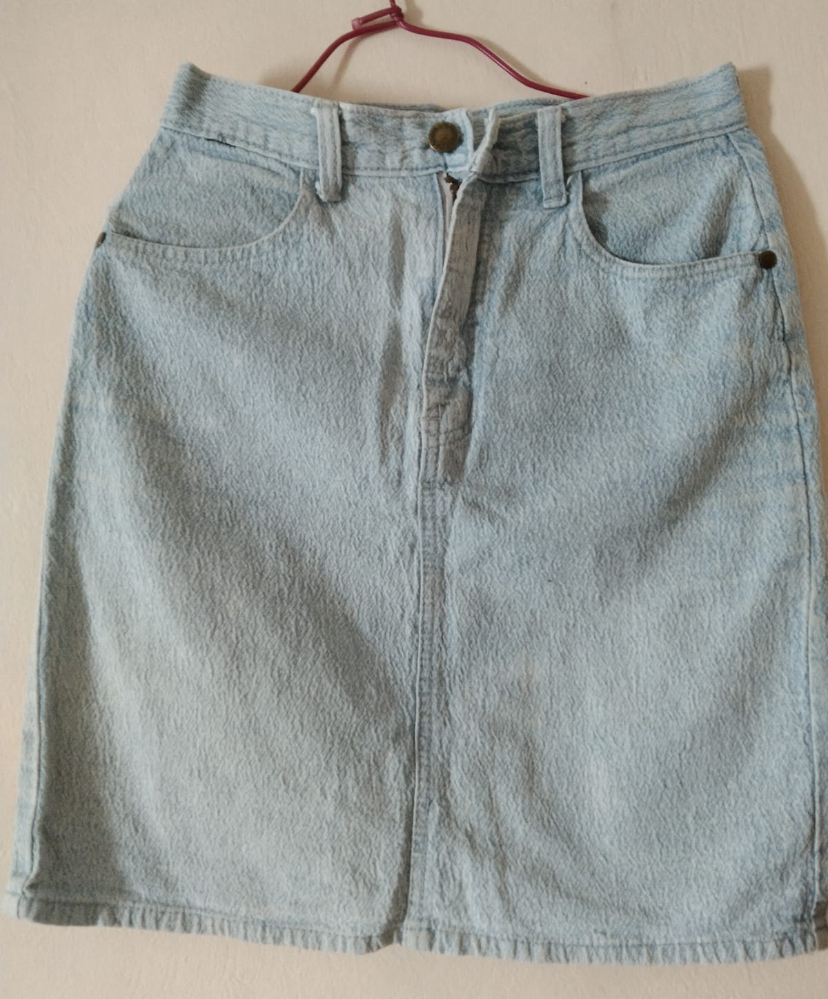 Light Wash Denim Midi Skirt