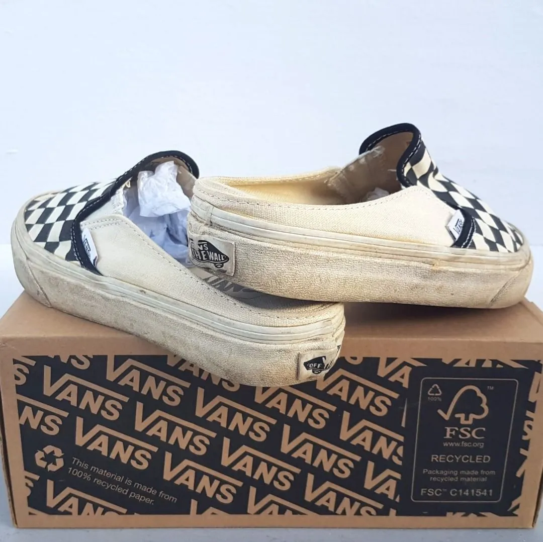 VANS Retro VANS Black & White Shoes, Cosmopolitan, Checkerboard Designer Sneakers, Classic Slip-On Mule, Cool Sliders, US 5.5, UK 3, EUR 35, CM 22, or US 4 Male, Old Skool, OFF THE WALL, Pop Culture, Hip Hop, Rock Star, Cult Street Fashion, Everyday Shoes - Photo 6