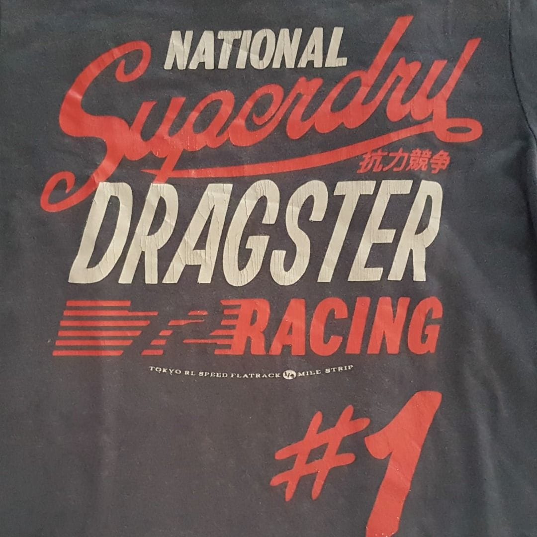 Superdry Retro SUPERDRY Designer T-Shirt, Limited Edition SUPERDRY, Vintage Goods, Reworked Classics, Cool Grey Tee, Original Superdry, LONDON, UK, Cosmopolitan, DRAGSTER Racing #1 Model, Number 72 at Back, Sophistication Streetwise, Pop Culture - Photo 2