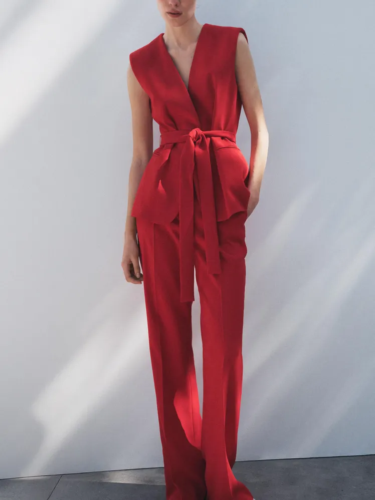 Zara Zara Belted Vest & Flare Pants Set - Photo 2