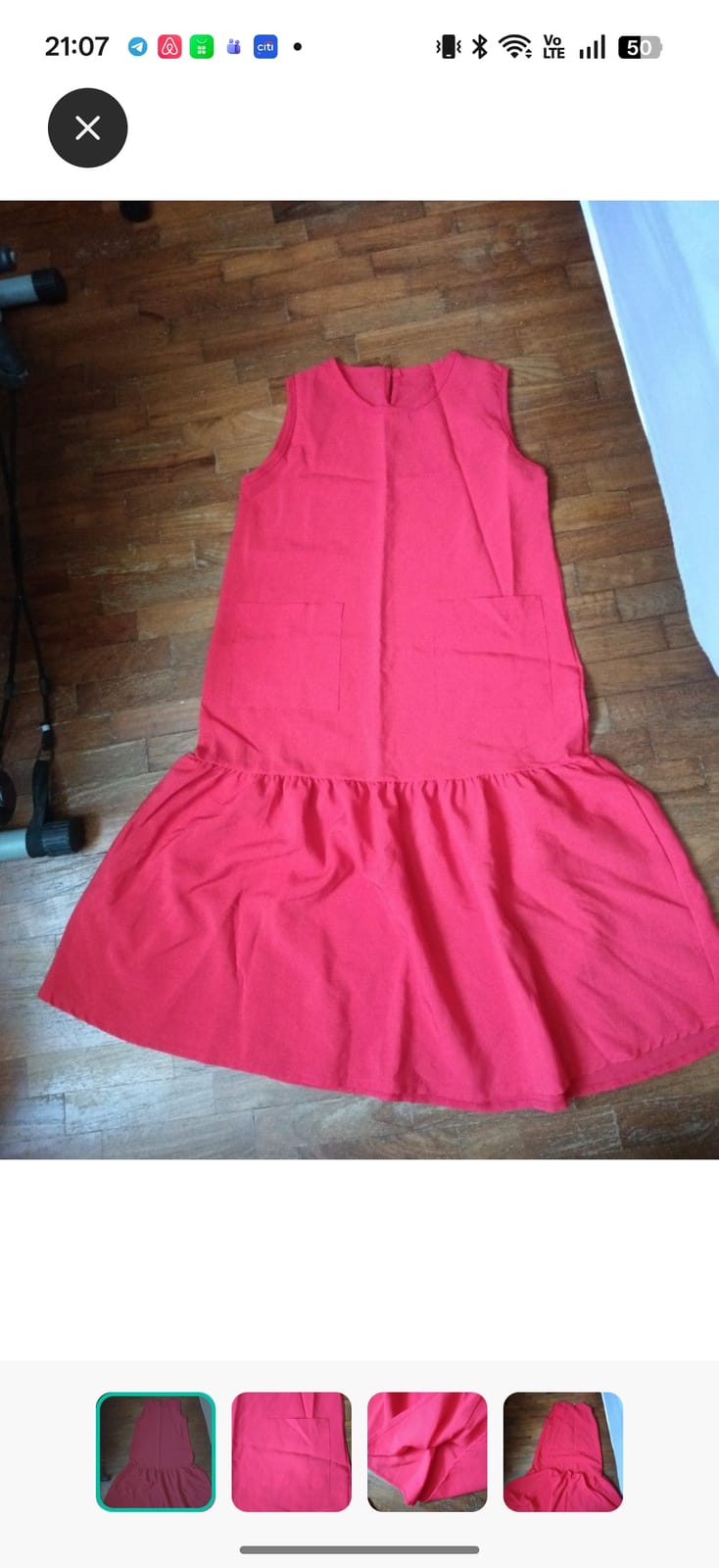 Bright Red Sleeveless Dress with Flowy Hem