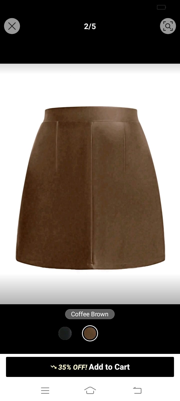 Chic Coffee Brown Faux Leather Skirt