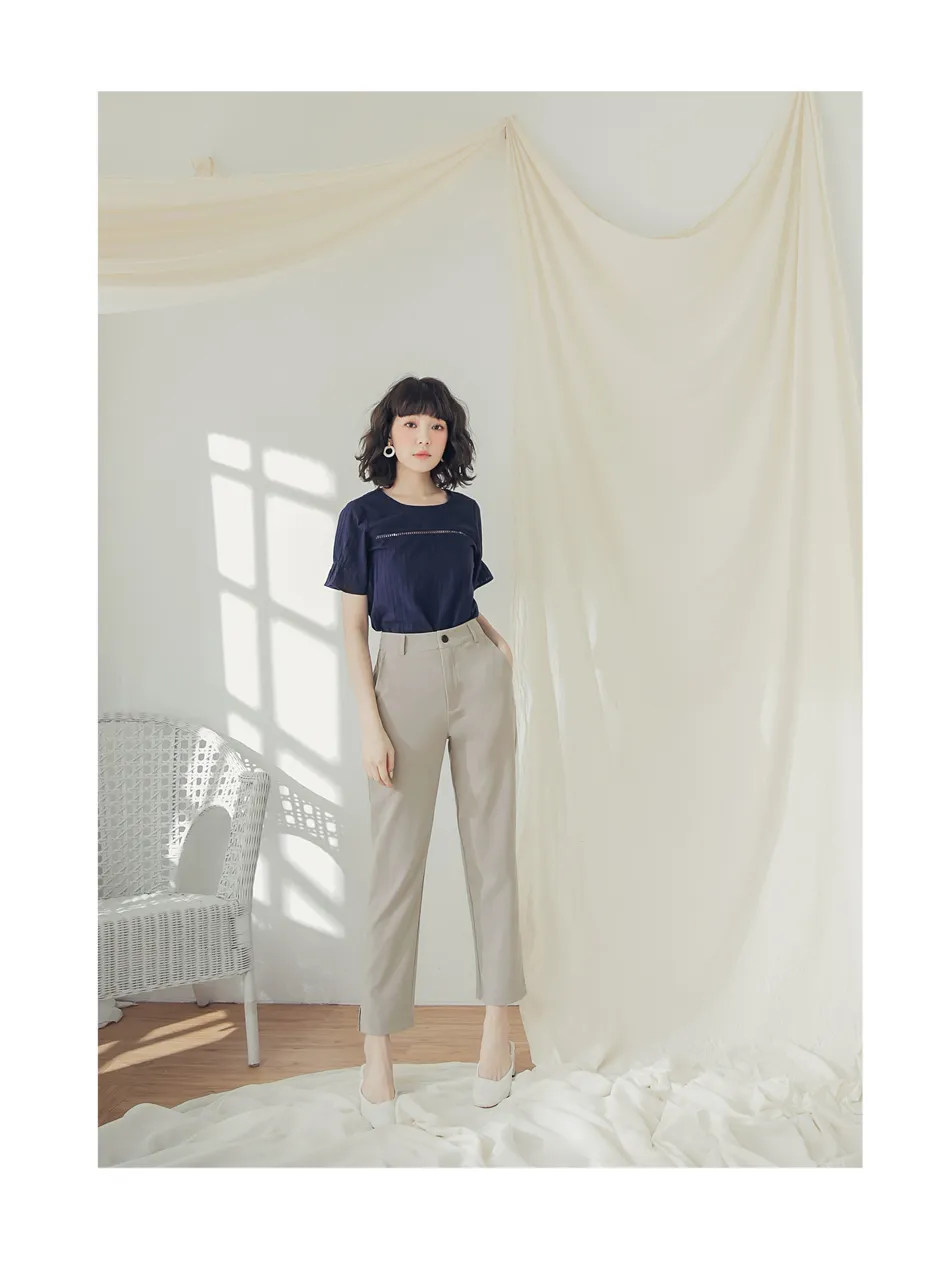 OB DESIGN Solid Color Wrinkle-Resistant Suit Wide Leg Trousers Long Formal Work Pants