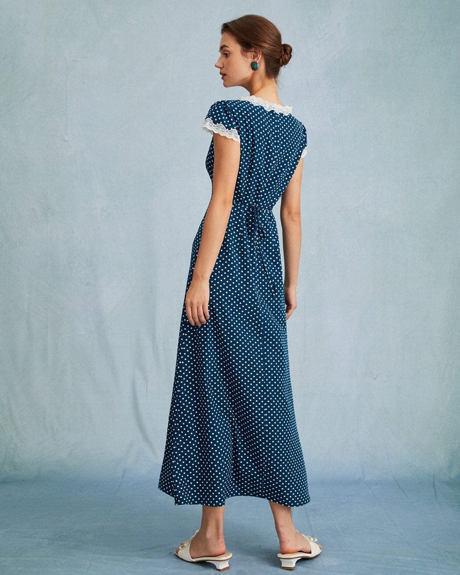BNWT Rihoas V Neck Polka Dot Lace Maxi Dress - Photo 3