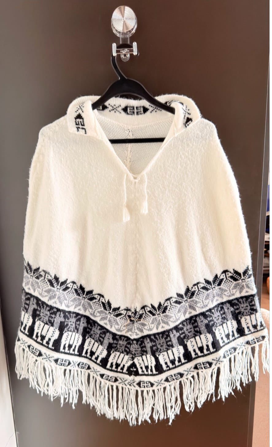 Chic Knit Alpaca Poncho with Tassels