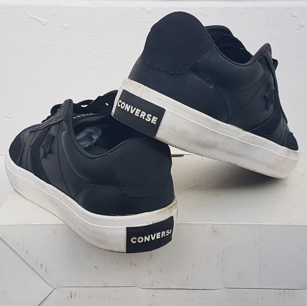 CONVERSE Converse Courtlandt Leather Suede Sneakers, US 7, UK 6, EUR 40, CM 25, Cool Black & White Shoes, Cosmopolitan, Iconic Star Chevron Logo, Classic Low-Profile Silhouette, Sophistication, Streetwise, Pop Culture, Hip Hop, Rock Star, Cult Street Fashion - Photo 8