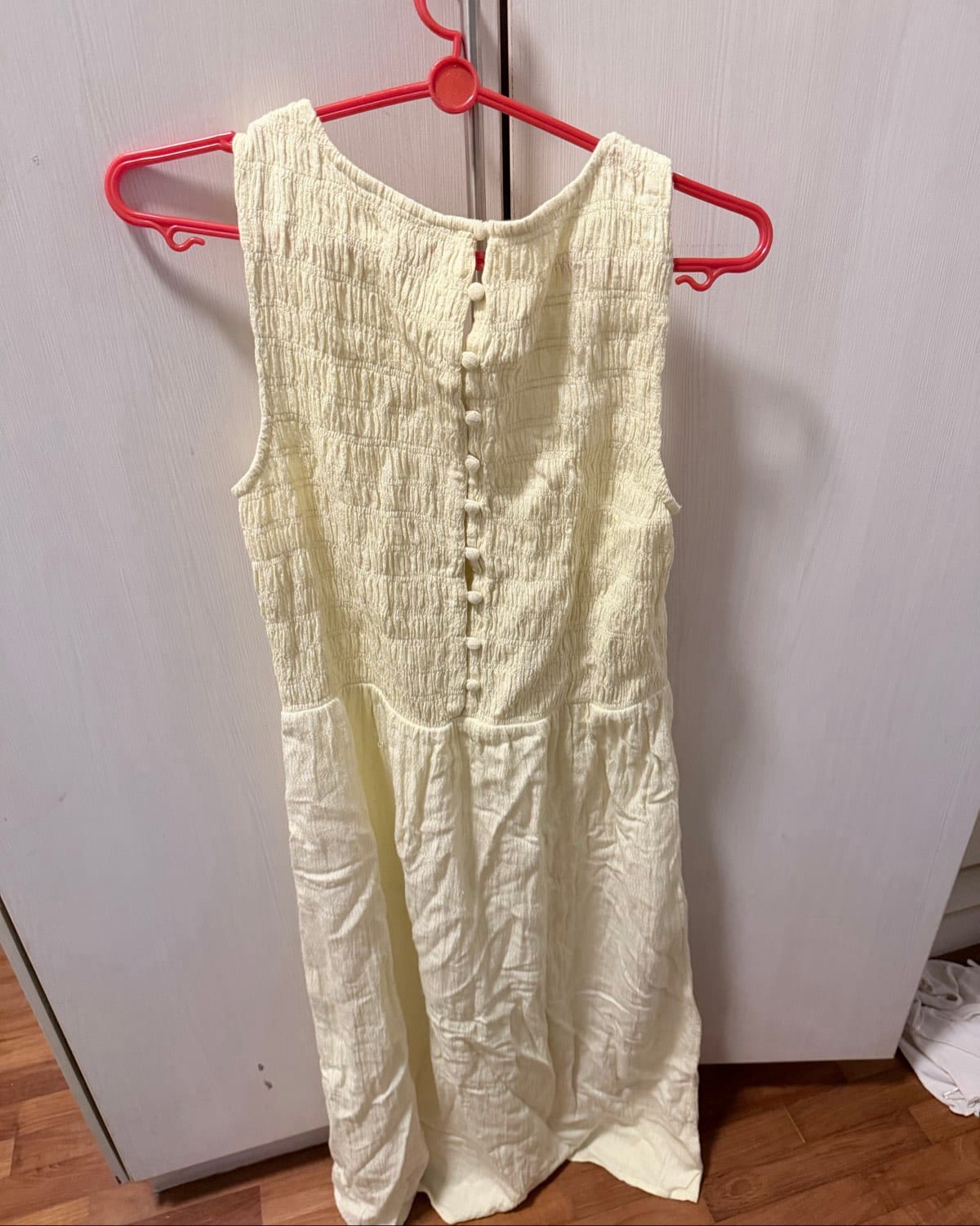 Light Yellow Button-Back Maxi Dress