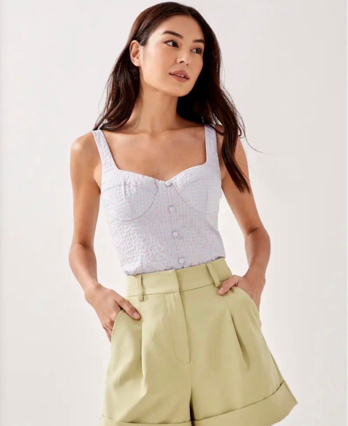 Love Bonito Fausta Padded Bustier Checkered Top