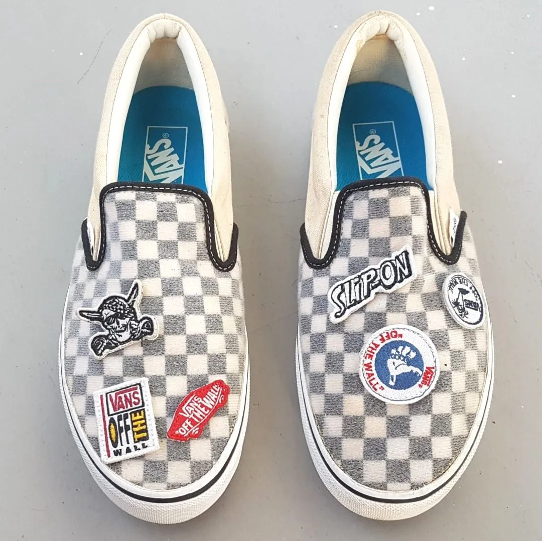 VANS Retro Vans Skate Slip-On x Skateistan Shoes, Ultra Cush Logo Patch Model, Cosmopolitan, Checkerboard & Patches Design, Classic Slip-On Mule, Sleek Sliders, US 9, EUR 43, CM 27.5, Pop Culture, Hip Hop, Rock Star, Cult Street Fashion, Old Skool - Photo 3