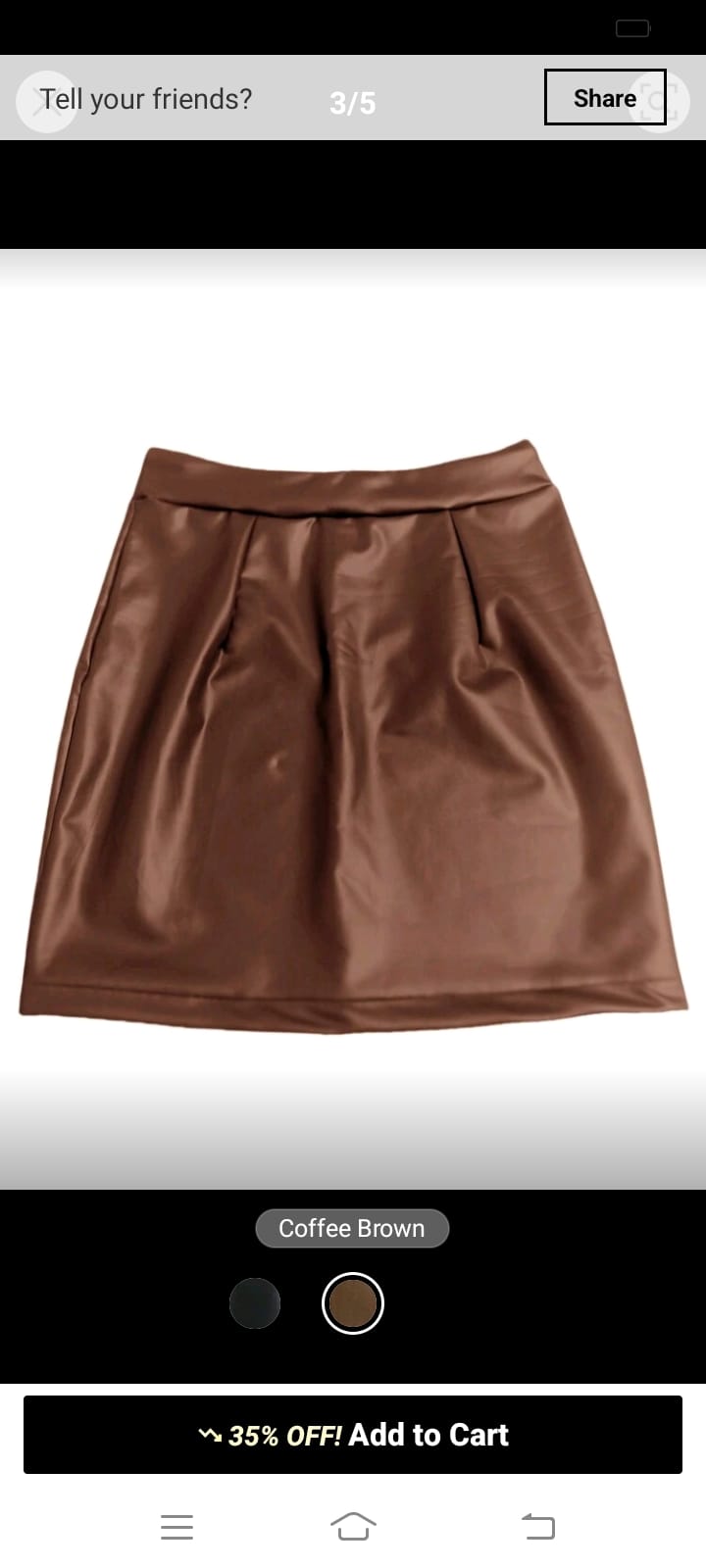 Chic Coffee Brown Faux Leather Skirt
