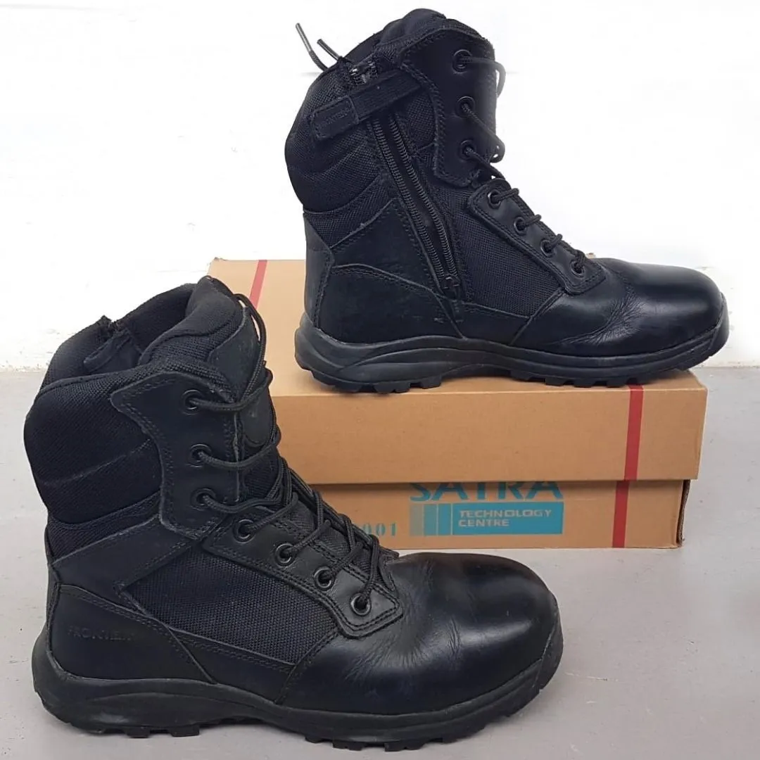 FRONTIER Original Frontier Combat Boots, Cool 8 inches High, US 9.5, UK 8.5, EU 42.5, Black Leather Shoes, Side Zipper, Retro Boots, Vintage Tactical Boots, Cosmopolitan, Durable Design, High Performance, Foot Protection, Safety Shoes, All Terrains, Adventures - Photo 6
