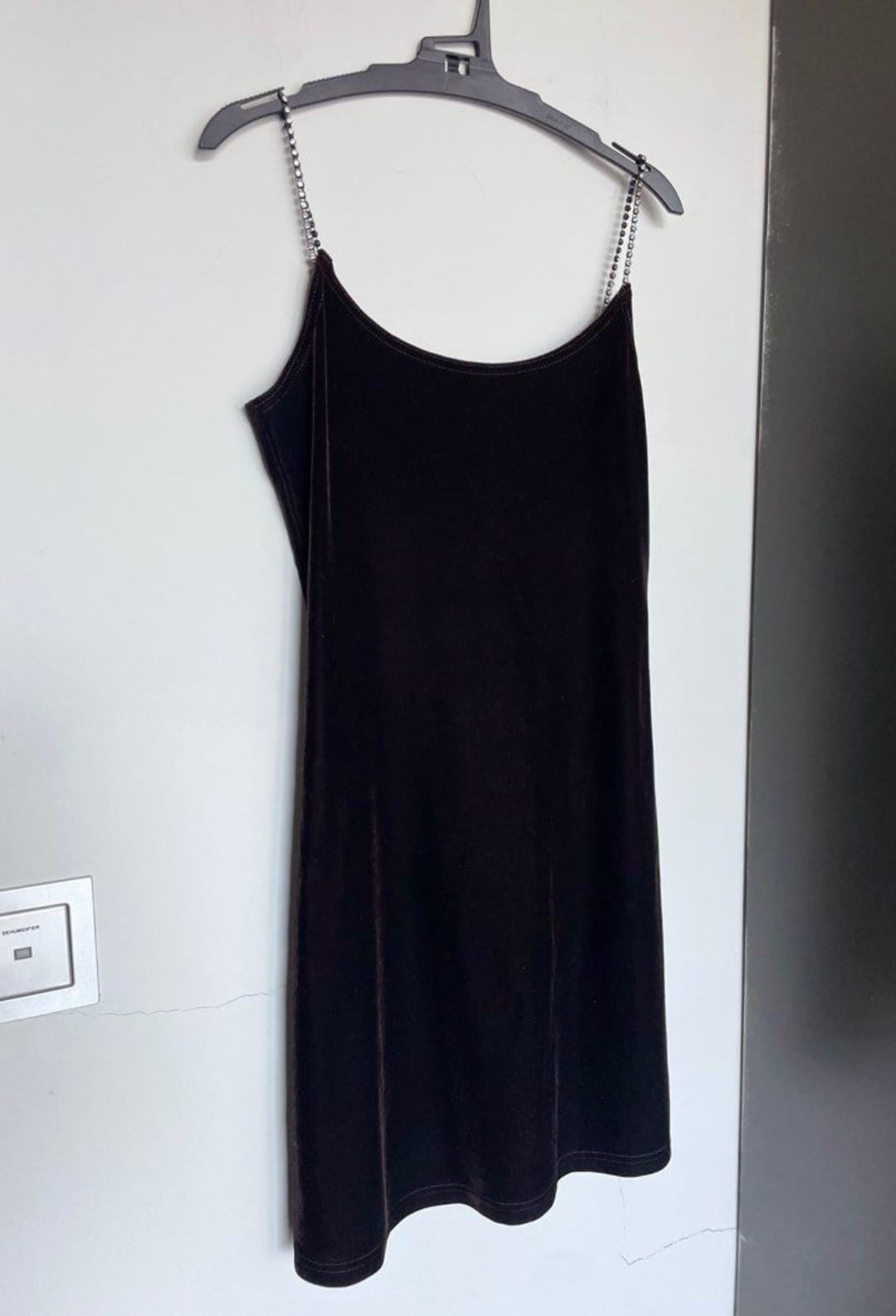 Elegant Velvet Slip Dress with Chain Straps