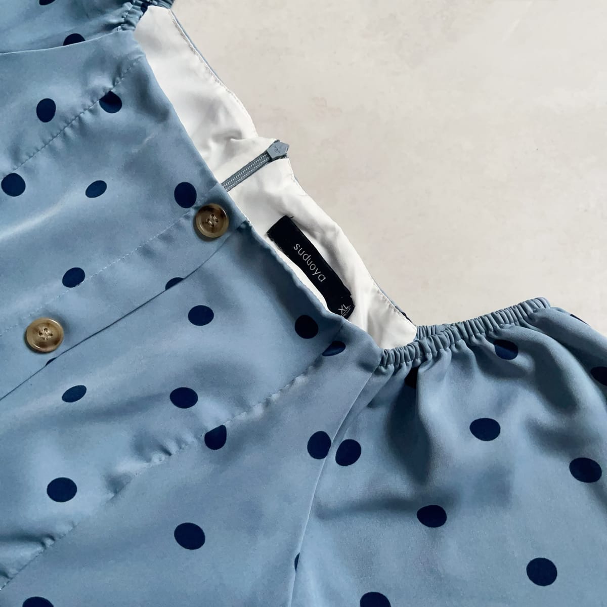  Blue Polka Dot Puff Sleeve Midi Dress - Photo 3