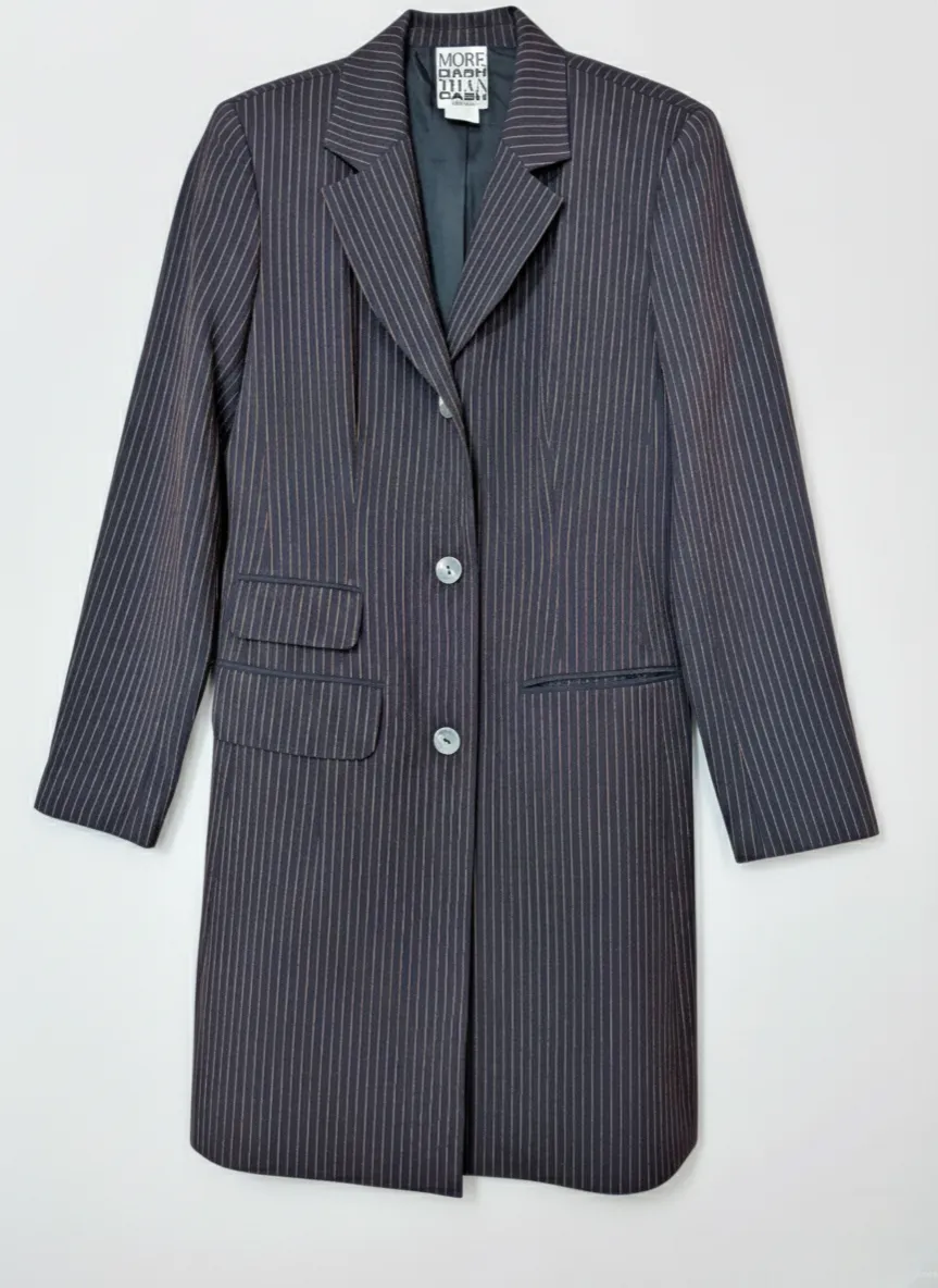 More Dash Than Cash New York More Dash Than Cash Striped Midi Blazer Pinstripe Coat Tailored Long Jacket