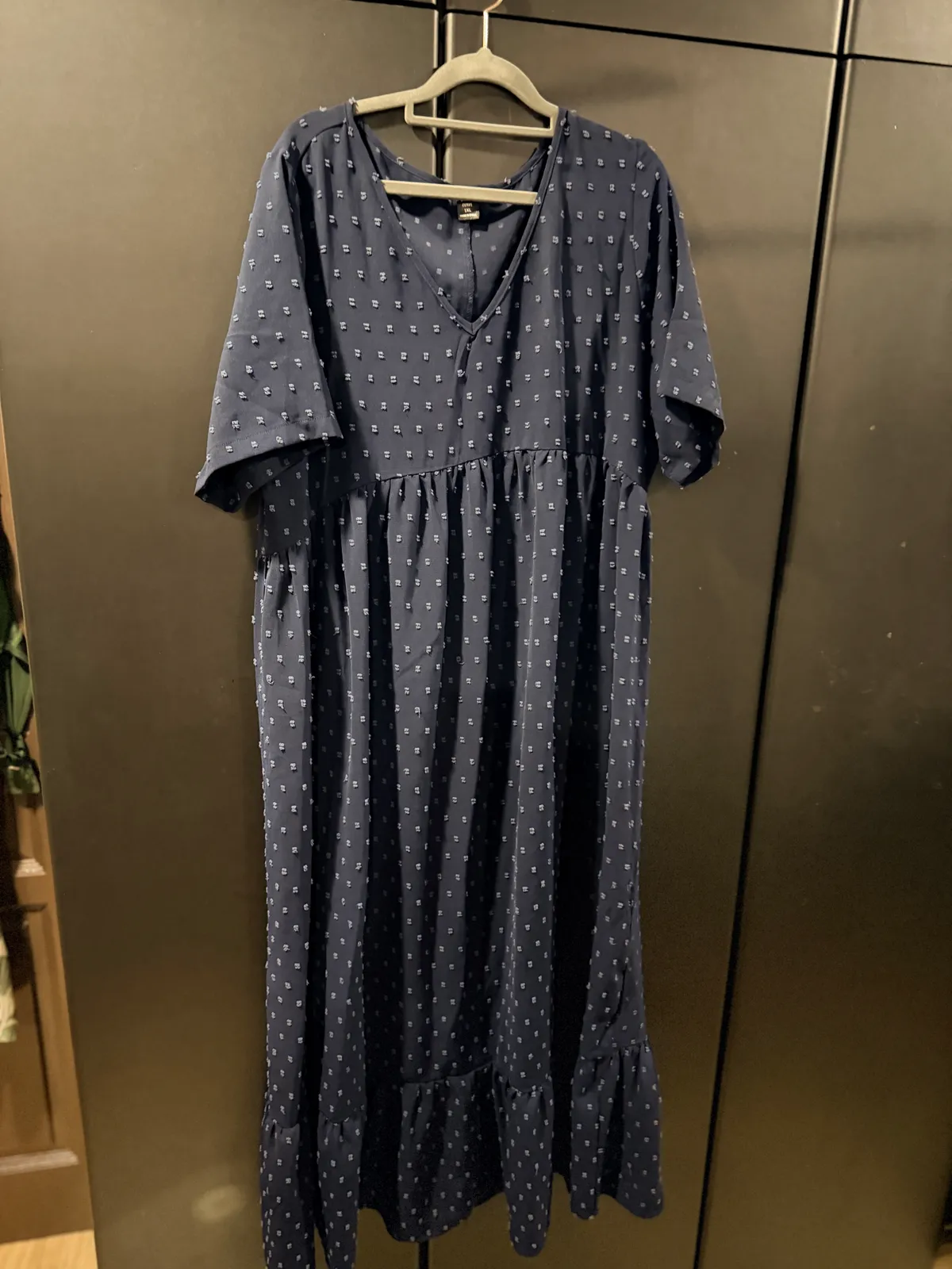Chic Navy Polka Dot Maxi Dress