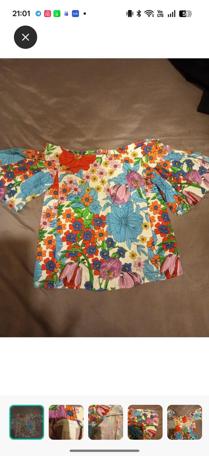 H&M Vibrant Floral Off-Shoulder Top