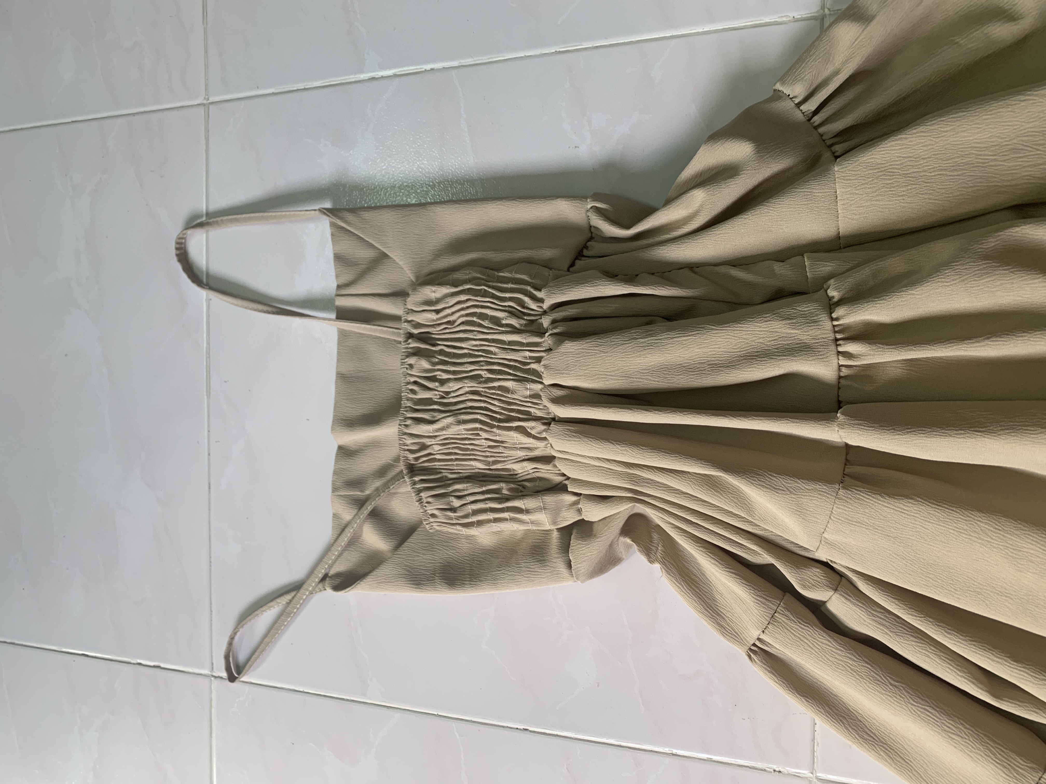Beige Tiered Spaghetti Dress - Photo 2