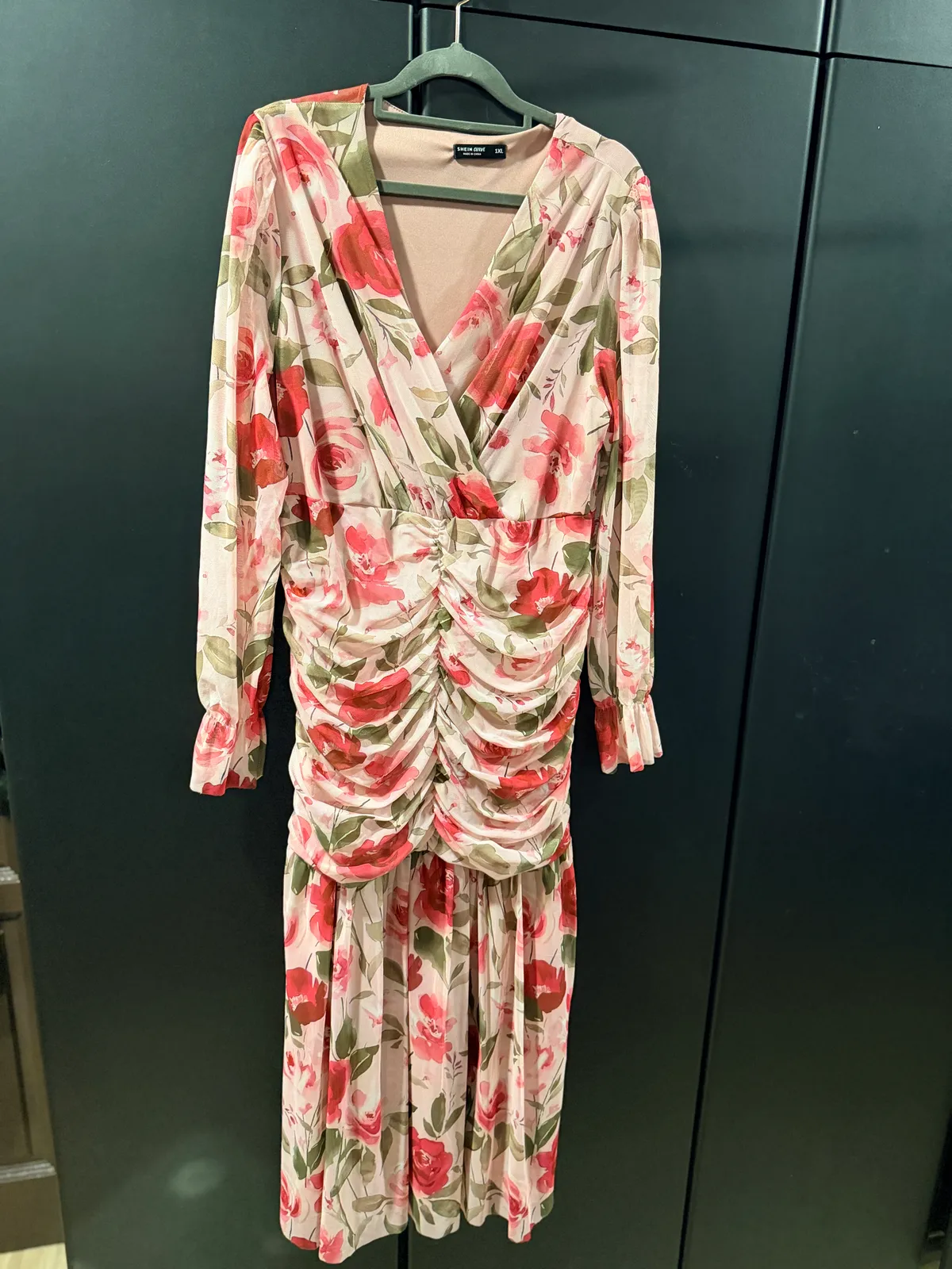 Floral Ruched Midi Dress