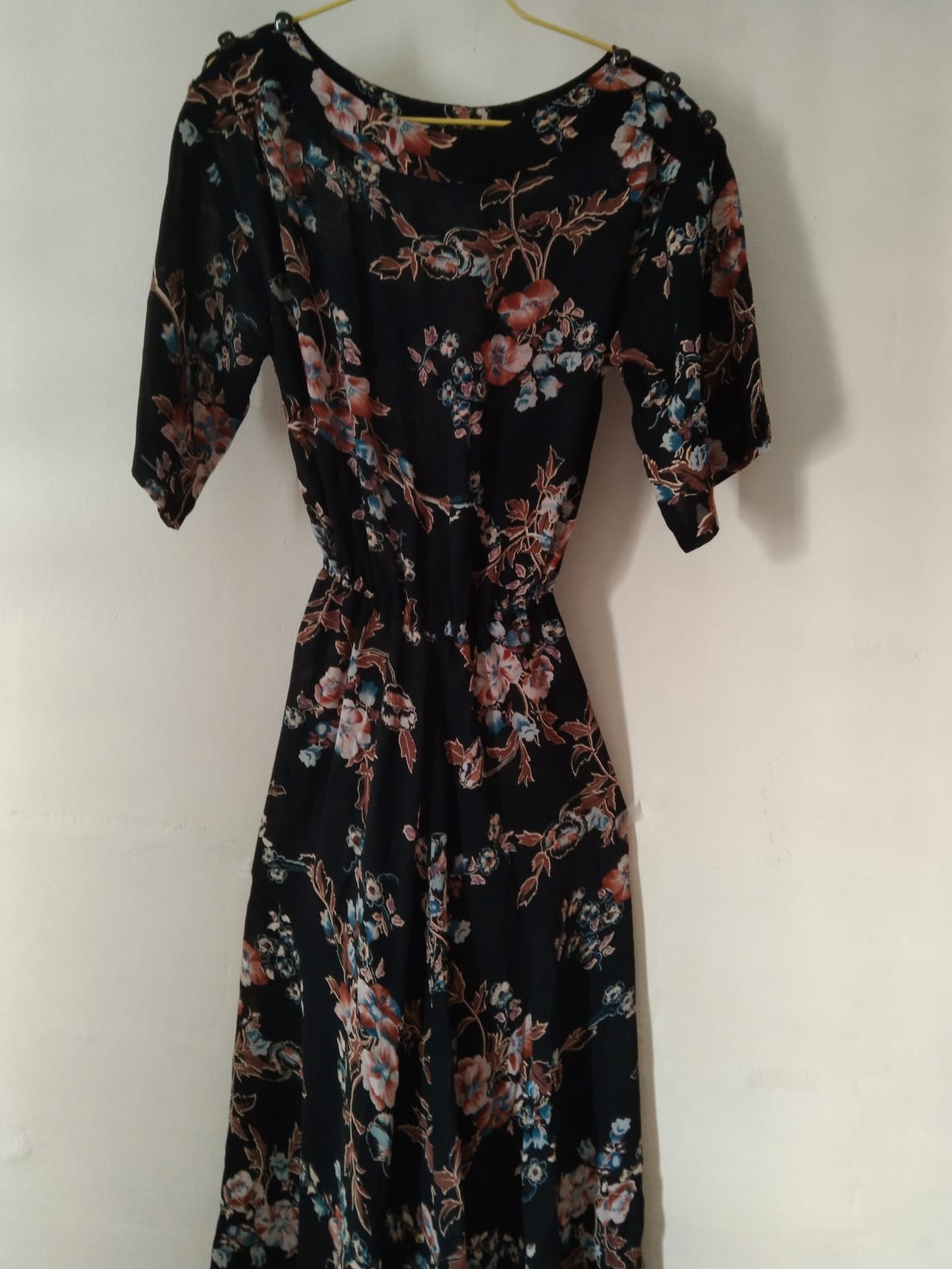 Floral Black Midi Dress