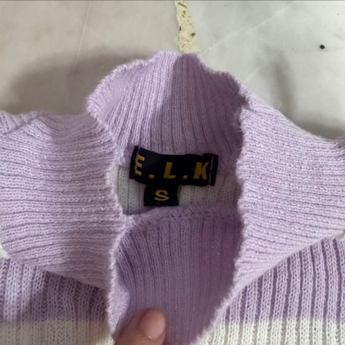 E.L.K Cute Pastel Purple Striped Knit Sweater - Photo 3