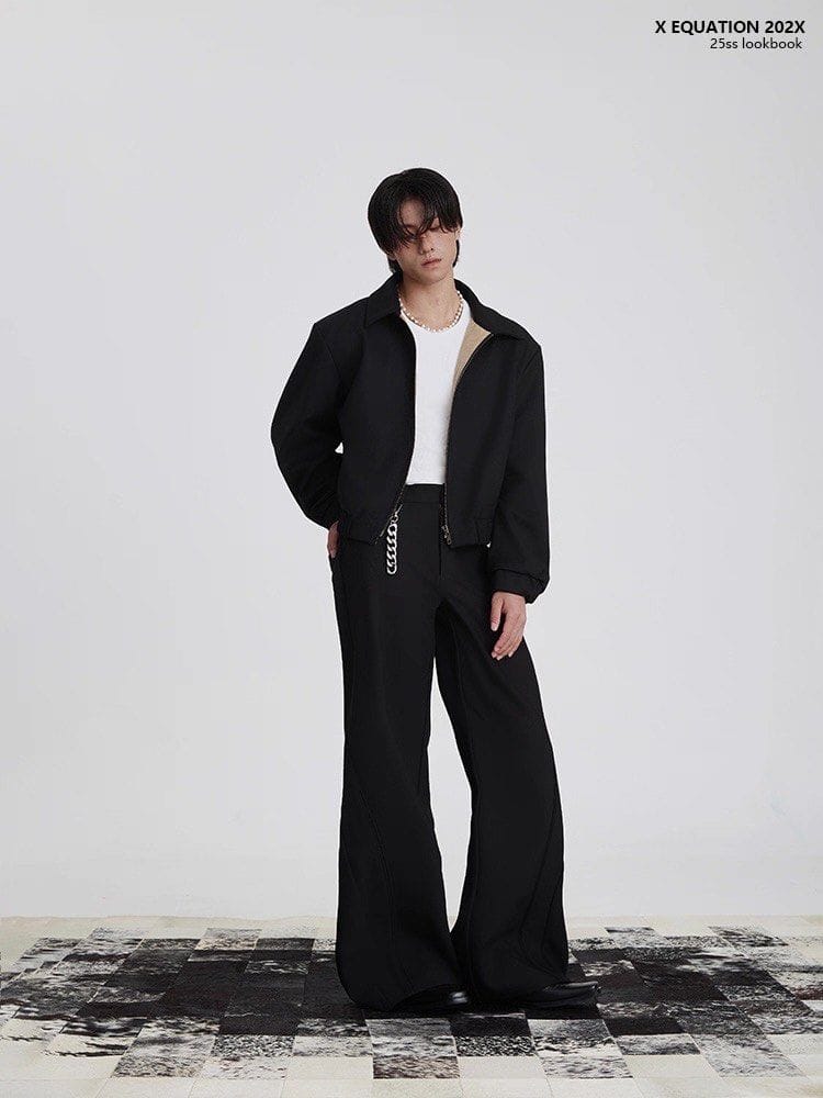 Xequation Wool Blend Short Wide Tencel Lining Curved Deconstructed Detachable Shoulder Pads Jacket - Photo 4